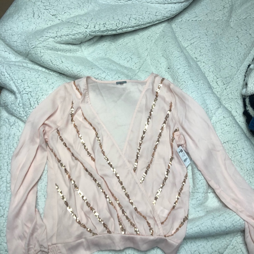 Blush long sleeve shirt with sequins